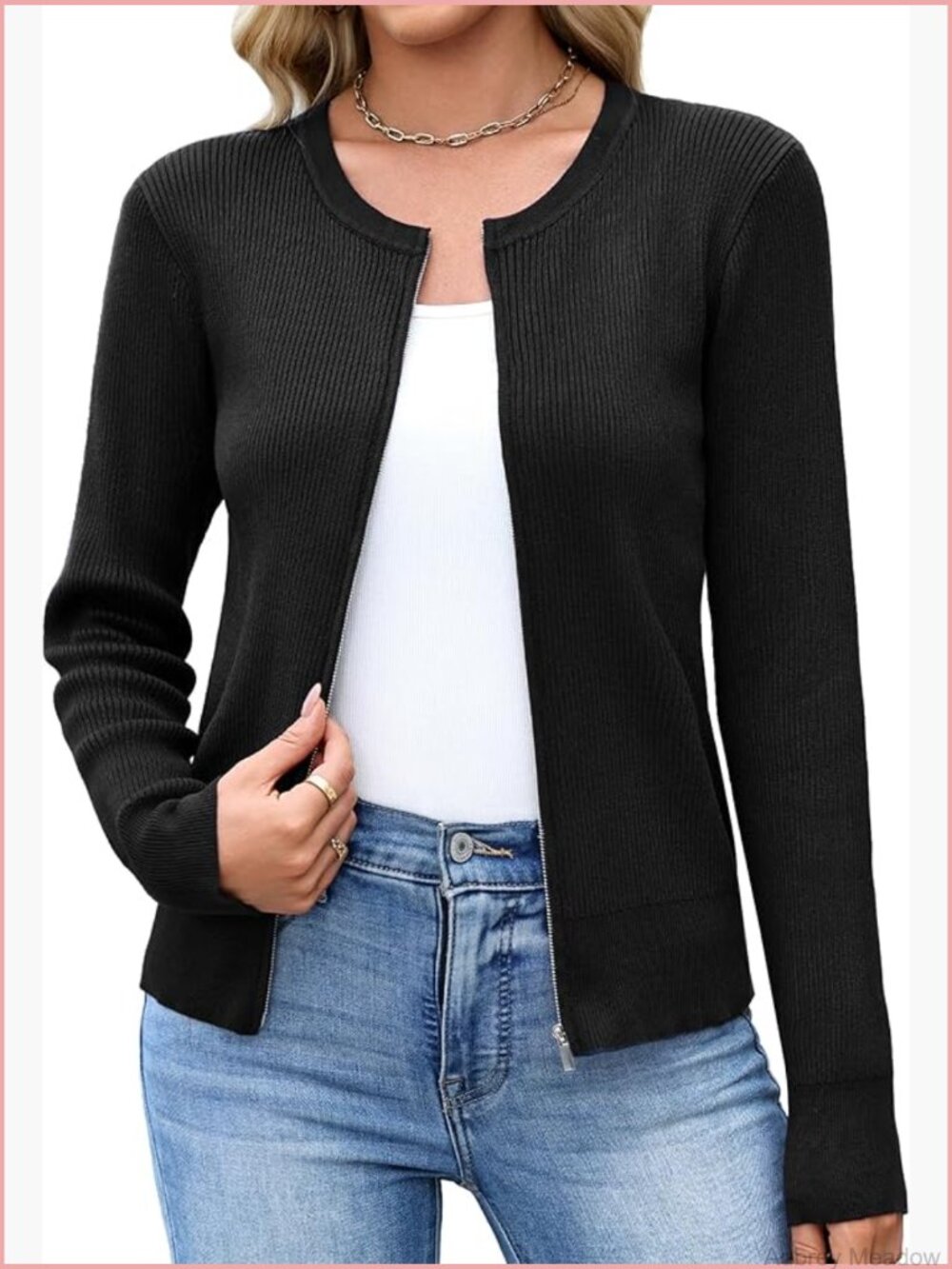 Long Sleeve Zip Up Sweater Cardigan Knitted Lightweight Jacket